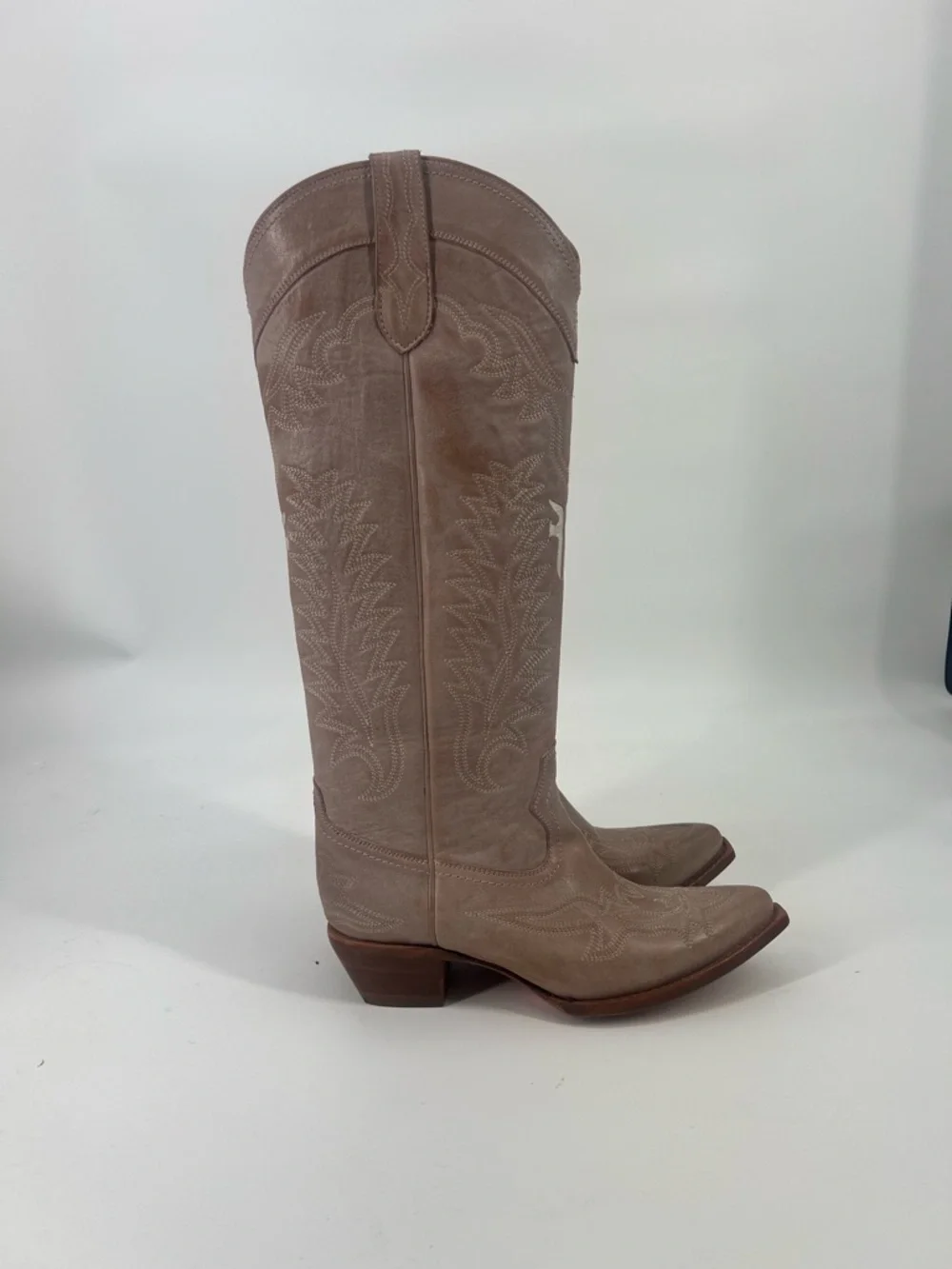 Frye Sacha Feather Deco Women's Tall Suede Western Cowboy Boot - Taupe/Brown 10